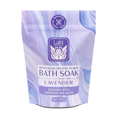 Magnesium Flakes Bath Soaks (8 oz) &ndash; Hawaiian Sea Salt Bath Soak w/Essential Oils &ndash; Bath Salts for Relaxation &ndash; Detox Bath Salt to Promote Sleep &ndash; Vegan Mineral Salt -(Lavender)