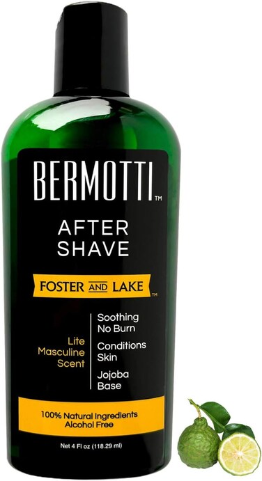 BERMOTTI No Burn Best Aftershave Balm, 4 fl. oz.- Natural Non Alcohol, Bergamot Scent, Skin Moisturizer Lotion for Head or Face