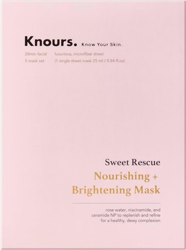Knours - Sweet Rescue Nourishing Mask   Rose Water Toning Mask Hydrating Rejuvenating Age-defying Facial Nourishing Sheet Mask - EWG Verified Clean Beauty (5 ct)
