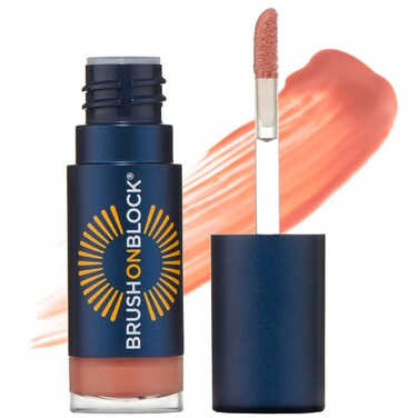 Brush On Block Sun Shine Protective Lip Oil SPF 30, Mineral Protection from UVA/UVB &amp; Blue Light, Hydrating, Cruelty-Free, Gluten-Free, &amp; Vegan, Coral
