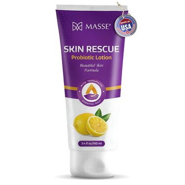 Massey's Skin Rescue Probiotics Lotion - Daily lotion for Men &amp; Women - Refreshing Lemon Scent - Non-Greasy Moisture for Smooth &amp; Sensitive Skin - 3.4 oz