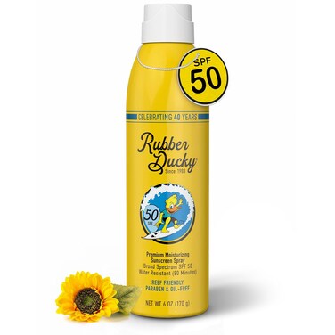 Rubber Ducky   Spray Sunscreen with SPF 50, Water-Resistant Spray Sunscreen for Face and Body   All Season - Broad Spectrum Vegan Moisturizing Sunscreen, great alternative for Moisturizing Sunblock