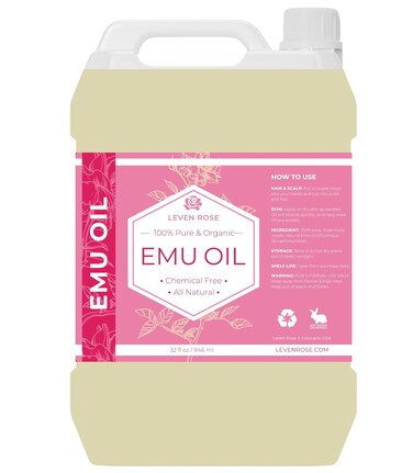 Leven Rose Emu Oil 32oz bulk, 100% Pure Natural Hair Strengthener Anti Aging Skin Moisturizer