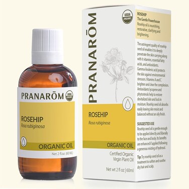 Pranarom - USDA Certified Organic Cold-Pressed Rosehip Virgin Plant Oil - 2 fl oz Glass Bottle - for Anti-Aging, Helps Acne Scar, Massaging, Face, Hair &amp; Skin, Unisex