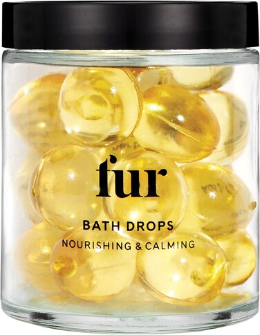 Fur Bath Drops- Fur Oil to Moisturize and Soothe Your Skin in a Natural Dissolvable Seaweed Capsule for a Relaxing Bath, with Grapeseed, Jojoba, and Clary Sage Oil - 18 Capsules