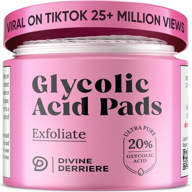 Glycolic Acid Pads with Vitamin C - Toner Pads for Face Cleansing With Tea Tree Oil - Exfoliating Pads with 20% AHA &amp; Vitamins E, B3, B5 - Facial Peel Resurfacing Pads, Glycolic Acid Peel (50)
