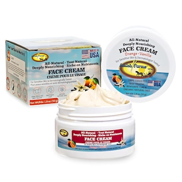 Amish Farms Tallow Face Cream - Handcrafted Beef Tallow for Skin Moisturizer Infused with Natural Ingredients, Orange &amp; Vanilla Oils, 100% Grass-Fed Beef Tallow for Hydrated &amp; Radiant Skin (50g Jar)