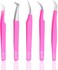 SIVOTE Eyelash Extension Tweezers for Classic &amp; Volume Lashes, 5-Pack, Pink