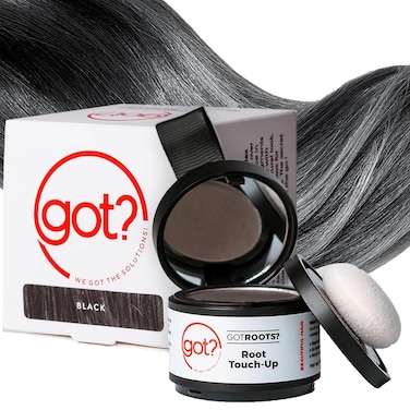 Got? Roots - Root Touch Up Hair Color, Brow Filler &amp; Hairline Powder - Temporary Thinning &amp; Gray Hair Cover Up - Pigment Infused Binding Root Touch Up Powder - 0.14 OZ Tub (Black, Pack of 1)