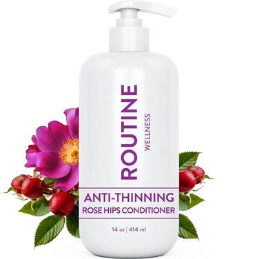 Routine Wellness Conditioner for Stronger Hair - Vegan, All Natural Biotin Conditioner with Nourishing Oils and Vitamins - Rose Hips 14oz