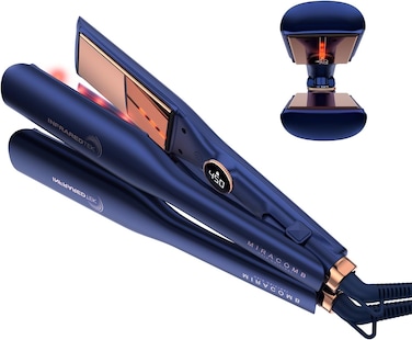 Titanium Flat Iron Hair Straightener   MIRACOMB Professional Straightening Iron Styler with Infrared Light for Straight and Smooth Styles 1.75" Premium 2 in 1 Styling Tool with Digital Heat Settings