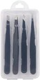 Premium Fiber Eyelash Extension Tweezers - Precision Stainless Steel for Volume Lashes - Professional Tool for Facial Hair Removal and Eyebrow Shaping - Versatile 4-Piece Tweezer Kit for Men and Women