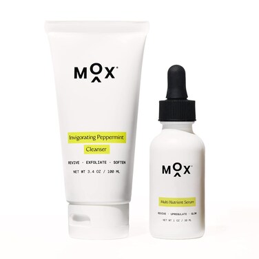 Mox Skincare Starter Set (2 pc set)   Daily Face Care Set Includes Mint Exfoliating Face Cleanser + Nutrient Hydrating Serum   Anti-Aging for Fine Lines &amp; Wrinkles