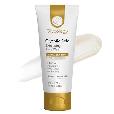 Glycolic Acid Face Wash 6oz- Exfoliating Face Wash for Women w/ 10% Glycolic Acid, Salicylic Acid Cleanser &amp; AHA For Sensitive, Oily &amp; Acne Prone Skin-100% Gentle Face Cleanser -Made in USA