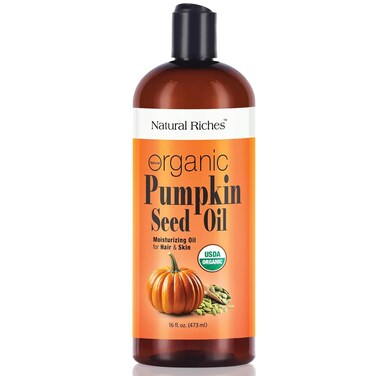 Natural Riches Pumpkin Seed Oil USDA Certified Organic Moisturizer 16oz Pure and Natural Carrier Oil Unrefined, Cold Pressed, Face, Hair, Body &amp; Skin Care Eyelashes,