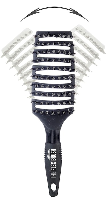 Flex Brush XL&ndash; Vented Hair Brush for Blow Drying, Flexible Bristle Flex Brush for Women &amp; Kids, Detangling, Massages Scalp for Hair Growth, Lightweight &amp; Vented for Faster Drying (Black)