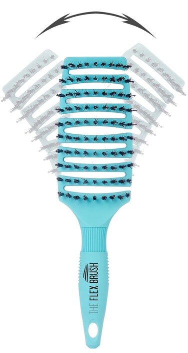 Flex Brush &ndash; Vented Hair Brush (XL) for Blow Drying, Flexible Bristle Flex Brush for Women &amp; Kids, Detangling, Massages Scalp for Hair Growth, Lightweight for Faster Drying (Blue)