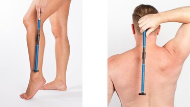 EVOLVE Body Razor Back Shaver Leg Shaver Face Shaver Long Sturdy Folding Handle - 4 Cartridges Included - Shave Wet or Dry - Better Control - Safety Razor Won't Cut Your Back Like Larger Blades