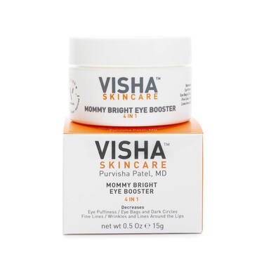 Visha Skincare Mommy Bright Eye Booster 4 in 1 Cream for Dark Circles and Puffiness Under Eyes, Fine Lines and Wrinkles Eye Cream, Safe to Use During Pregnancy and Nursing 0.5oz