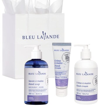 Bleu Lavande - Soothing Hand Care Aromatherapy Set &ndash; Lavender Hand Soap &amp; Lavender Hand Creams &ndash; Infused with Premium and 100% Pure Lavender Essential Oil - Natural &amp; Vegan Lavender Products