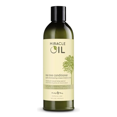 Earthly Body Miracle Oil Tea Tree Conditioner, 16 oz. - Detangles, Tames Frizz &amp; Nourishes Roots - Tea Tree, Hemp Seed, Argan &amp; Eucalyptus Oils - 100% Vegan, Cruelty Free