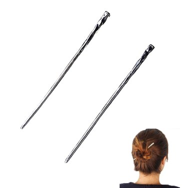 Set of 2 Silver Hair Sticks Chinese Hairpin Metal Hair Accessories Classic Hair Accessories for Women Lady Girls Mother's Day (6in)
