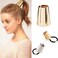 Gothic Punk Metal Ponytail Holder - 2PCS Hair Ties, Cuffs with Buckles, Hair Ropes and Rings for Thin Hair (Gold + Silver)