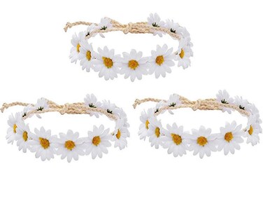 3PCS Fashion Daisy Flower Headband Boho Floral Crown Wreath Headpiece Hair Band Tool Tie Wrap Wreath&acirc;&euro;&lsaquo; For Wedding Festival Beach Scenery Festivals Girls Lady's Seaside Holiday