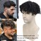 Toupee for Men European Human Hair Replacement System Hairpieces Soft Thin Super Full Swiss Lace Toupee 10&rdquo;x8&rdquo; Base Small Curly Natural Black Color