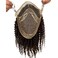 12" Long Kinky Curly Human Hair Replacement for Men Stock Toupee Mono Lace and PU Around with Swiss Lace Front 10"x8" #3 Dark Brown Bolor
