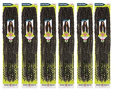 Janet Collection Nala Tress PASSION TWIST Crochet Braid 24 Pack of 6 (1B)