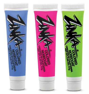 Zinka Colored Nosecoat Zinc Oxide Water Resistant 3 Pack Bundle 0.6 Ounce Tube - Blue Pink Green