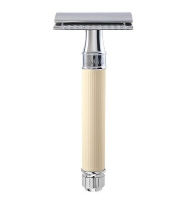 Edwin Jagger Double Edge Safety Razor With Long Handle (Blue) (Ivory Rubber)