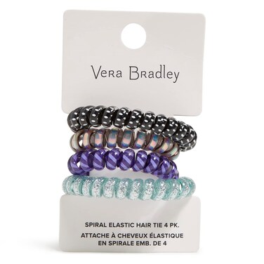 Vera Bradley Women's Elastic Hair Tie Set of 4 Hair Accessory, Tranquil Medallion, One Size