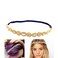 Jilukibo Fashion Handmade Crystal Rhinestone Beads Headband, Retro Style Elastic Hairband Jewelry Hair Accessories Headwraps for Women Brides (Gold)