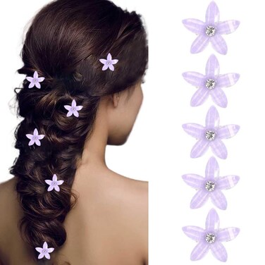 BARTOSI Small Purple Flowers for Hair Clips Flower Hair Barrettes Rapunzel Hair Flowers Hair Accessories for Women and Girls (Pack of 5)