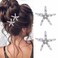 BARTOSI Starfish Hair Clips Silver Pearl Hair Barrettes Crystal Hair Pin Bride Wedding Hair Pieces Mermaid Hair Accessories for Women and Girls (Pack of 2)
