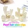BARTOSI Pearl Bow Hair claw Clips Gold Metal Hair Clips Bowknot Hair Claw Clamps Cute Hair Styling Hair Accessories for Women and Girls (Pack of 2)