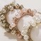 BARTOSI Pearl Hair Scrunchies White Beaded Hair Ties Elastic Hair Bands Ponytail Holders Hair Accessories for Women and Girls (Pack of 3）