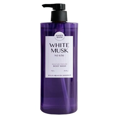 Happy Bath Moisture Performed Shower Body Wash for Women, Men No 656 (760ml 25.69 fl oz.) skin care and skin soft body cleansing foam (White Musk)