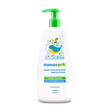 Mamaearth Deeply Nourishing Baby Body Wash   Tear Free Formula with Natural Cleansers   Hydrating Coconut &amp; Jojoba Oil   Moisturizes Delicate Skin of Babies   13.53 Fl Oz (400ml)