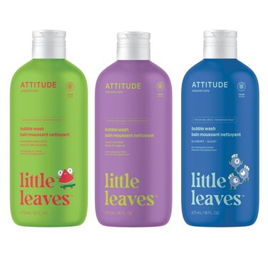 Bundle of ATTITUDE 3 Bubble Wash for Kids, Hair Shampoo and Body Soap, EWG Verified, Plant- and Mineral-Based, Vegan, 16 Fl Oz, Blueberry + Watermelon &amp; Coco + Vanilla &amp; Pear