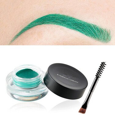 12 Color Eyebrow Cream Colorful Smooth Eyebrow Pomade Gel Long Lasting Waterproof Eyeliner Gel Eye Brow Makeup Cosmetics with Eyebrow Brush (10 Green)