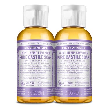 Dr. Bronner's - Pure-Castile Liquid Soap, Made with Organic Oils, 18-in-1 Uses: Face, Body, Hair, Laundry, Pets and Dishes, Concentrated, Vegan, Non-GMO (Lavender, 2 ounce, 2-Pack)