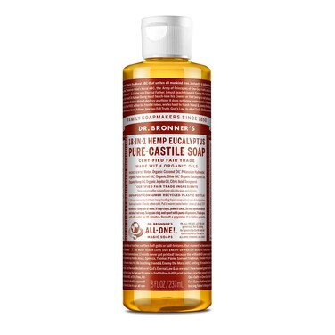 Dr. Bronner's - Pure-Castile Liquid Soap (Eucalyptus, 8 ounce) - Made with Organic Oils, 18-in-1 Uses: Face, Body, Hair, Laundry, Pets and Dishes, Concentrated, Vegan, Non-GMO