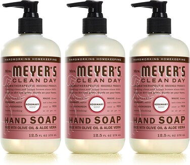 Mrs. Meyers Clean Day Liquid Hand Soap, Cruelty Free and Biodegradable Formula, Rosemary Scent, 12.5 oz- Pack of 3