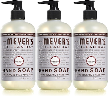 MRS. MEYER'S CLEAN DAY Hand Soap, Made with Essential Oils, Biodegradable Formula, Lavender, 12.5 fl. oz - Pack of 3
