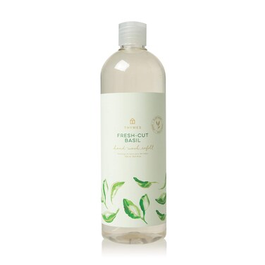 Thymes Fresh-Cut Basil Hand Wash Refill - Scented Liquid Hand Soap - Nourishing and Lightly Scented, Ideal for Daily Cleansing - Woody &amp; Sage Scent - Liquid Hand Soap - 24.5 Fl Oz