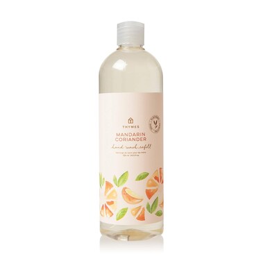 Thymes Mandarin Coriander Hand Wash Refill - Scented Liquid Hand Soap - Nourishing and Lightly Scented, Ideal for Daily Cleansing - Warm &amp; Fresh Mandarin Scent - Liquid Hand Soap - 24.5 Fl Oz