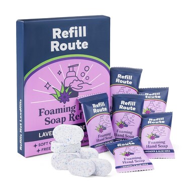 Foaming Hand Soap Refills, Foaming Soap Refill 12 Pcs(Make 12x8 fl oz Bottles), Plant-Based Foam Cleaner, Skin-Friendly Hand Wash Tablets, Vegan, Cleansing &amp; Moisturizing, Lavender Scent